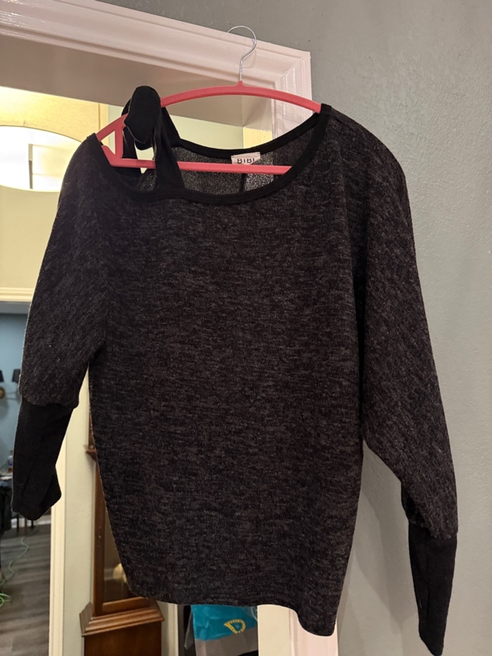 BiBi Black Heather Scoop Neck Knit Sweater